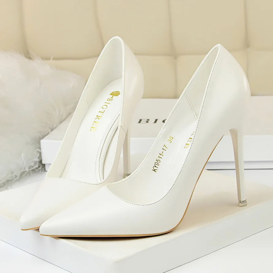 2023 Women 7.5cm 10.5cm High Heels Pumps Lady Wedding Bridal Scarpins Stripper Low Heels Plus Size Fetish Party Blue Pink Shoes
