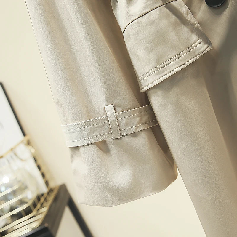 UK Brand new Fashion 2024 Fall /Autumn Casual Double breasted Simple Classic Long Trench coat with belt Chic Female windbreaker