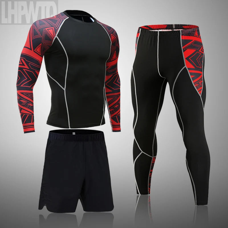 Men's Sports Suit MMA rashgard male Quick drying Sportswear Compression Clothing Fitness Training kit Thermal Underwear leggings
