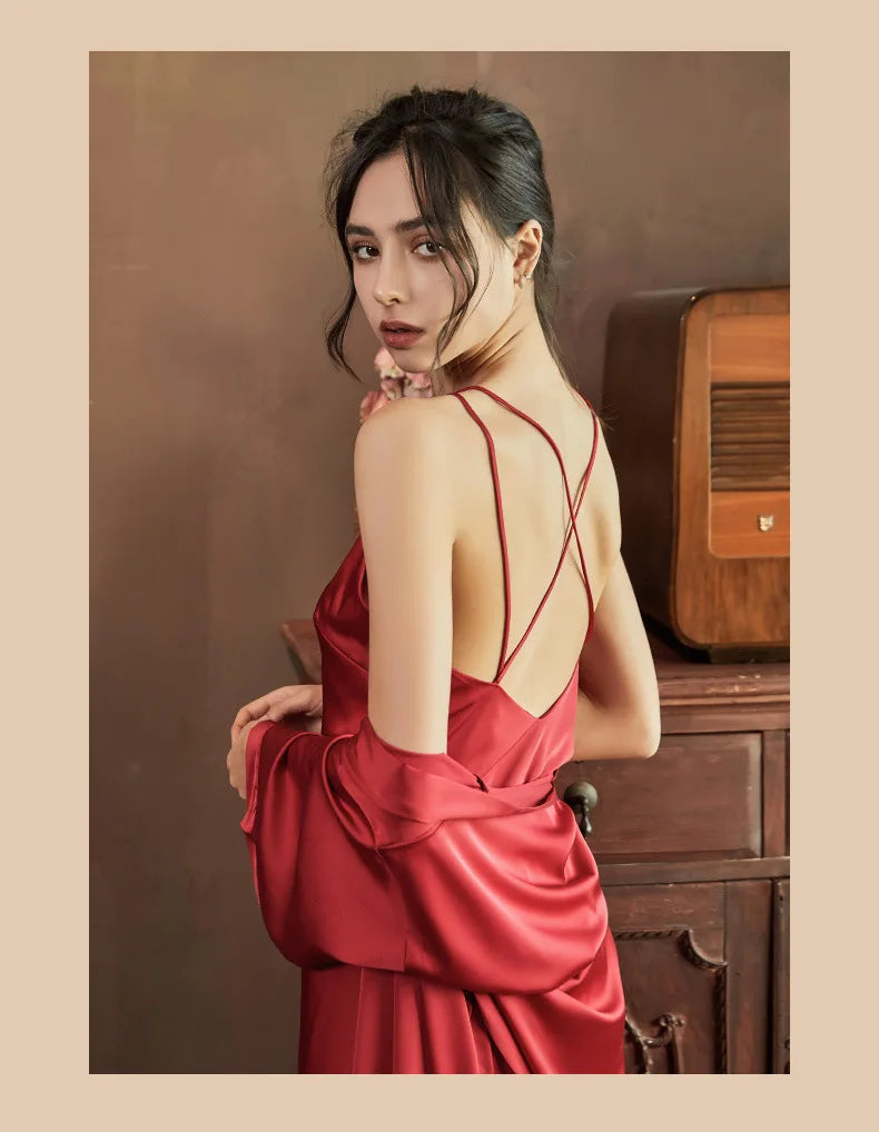 Nightgowns Women Soft V-neck Satin Sleeveless Sleepshirts Summer Sexy Sleepwear Lingerie Korean Style Fashion Nightdress Female