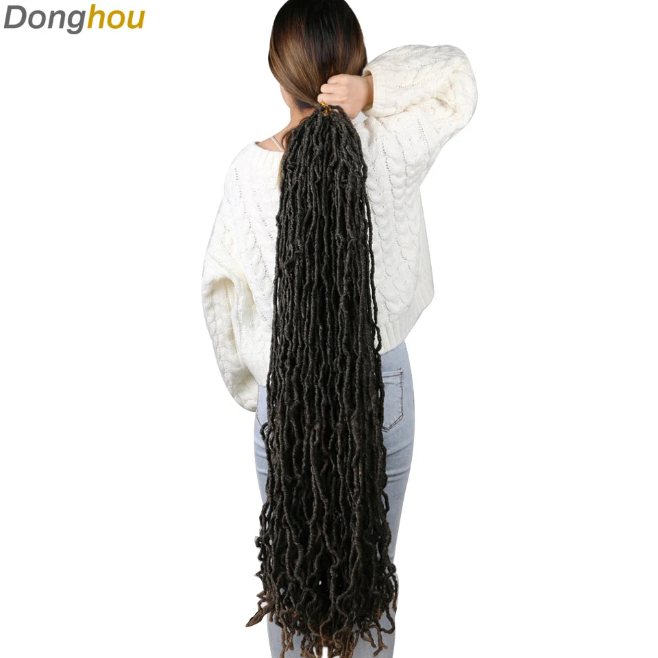 Long Goddess Faux Locks Crochet Braids Brown Blue 1B 30 350 Soft Locs Braiding Hair Synthetic Faux Locs Crochet Hair Extensions