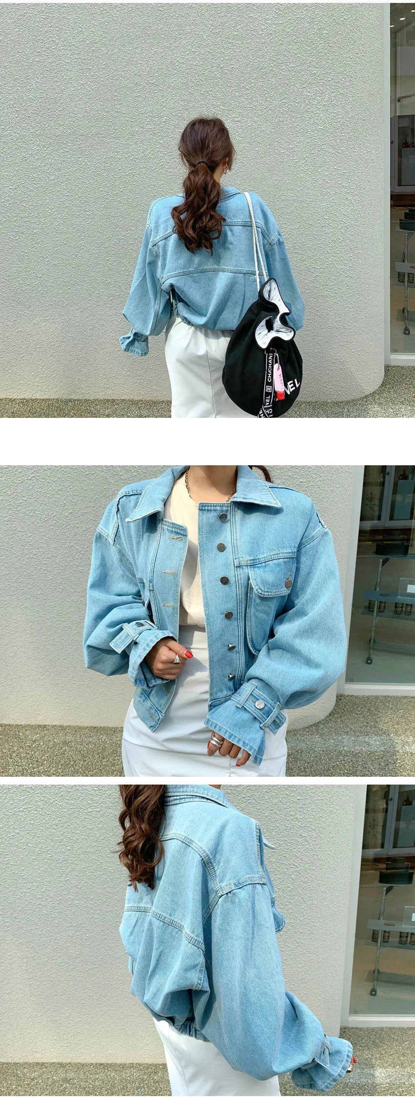 Autumn Denim Jacket Women Chic Casual Boyfriend Style Office Lady Loose Fit Coat
