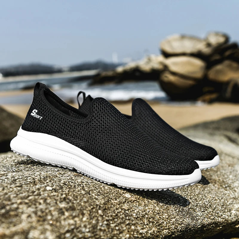 Summer Mesh Sneakers Men Fashion Outdoor Mens Casual Shoes Lightweight Slip on Walking Shoes Unisex Breathable Zapatillas Hombre