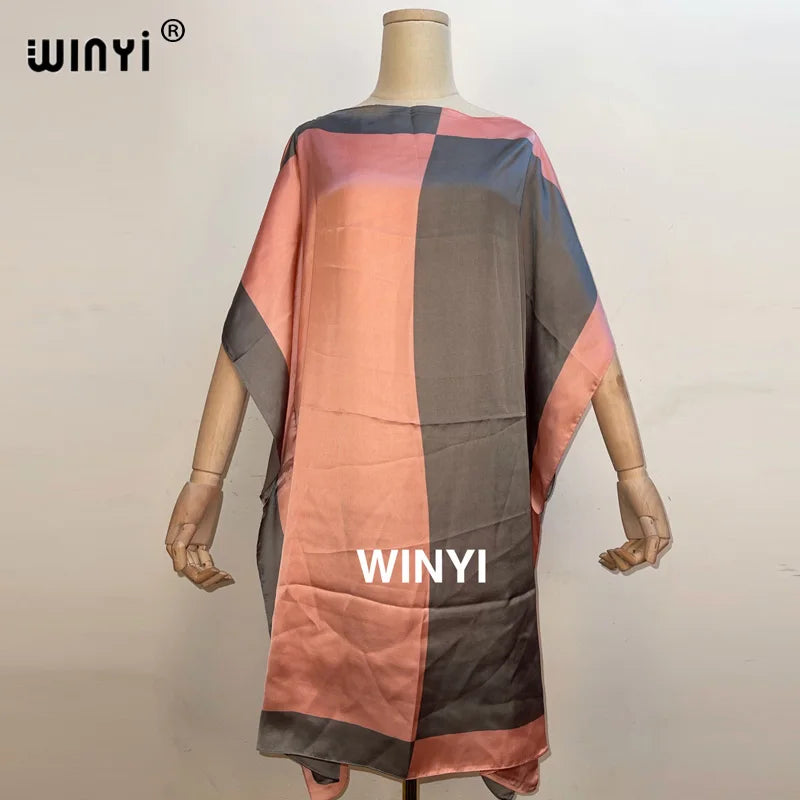 2021Fashionable Kuwait Style silk kaftan dress boho colourful pattern Dashiki African women's Silk Kaftan dress African Clothing