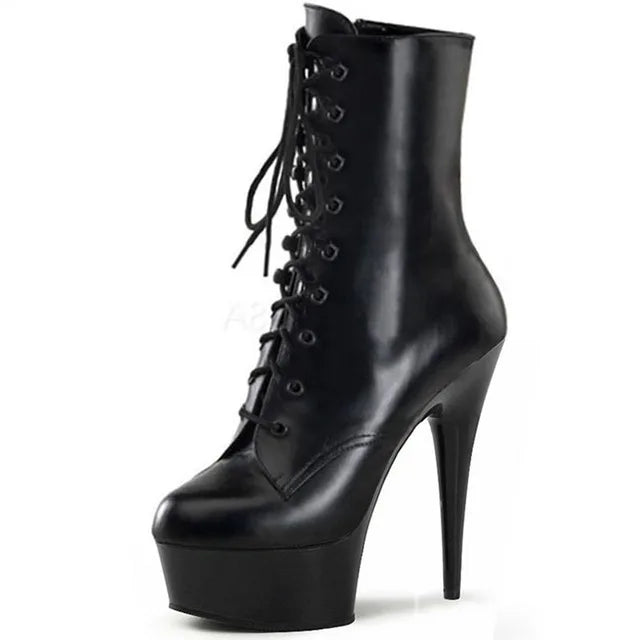 Fashion sexy knight women 8 inch high heels open toe khaki 15-20cm model pole dancing ankle boots