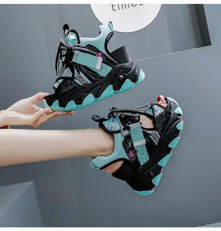 Comemore 2022 Platform Gladiator Sandals Lace Up White Sandals Women High Heels Wedges Casual Sports Shoes Woman Spring Summer