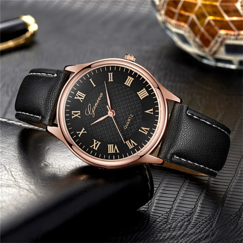 Modern Fashion Black Quartz Men Watches Tide Brand Leather Band Big Dial Men's Business Clock Drop Shipping Relojes Hombre
