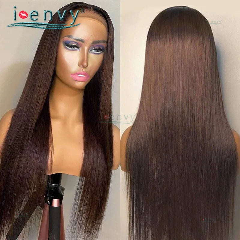 Transparent Lace Wig Straight Brown Lace Front Human Hair Wigs Chocolate Color Blonde Brazilian Human Hair Wigs For Women Remy