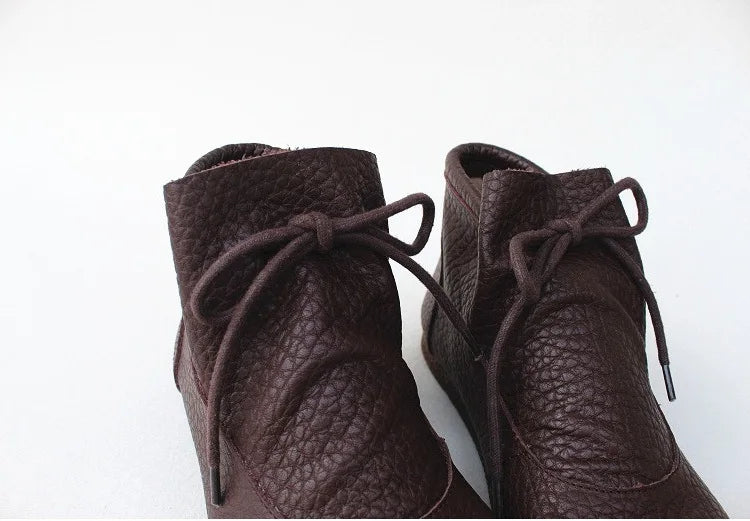 Careaymade-Genuine leather women's boots Fashion retro warm Oversized shoes cow leather Pure handmade ankle boots Casual boots