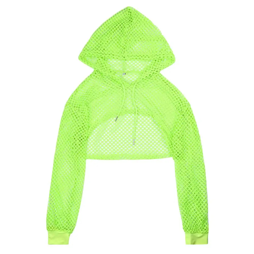 Hot Women t shirt Casual Vest Bra Cover Fish Net Hollow out Drawstring Micro Length Hoodie Crop Tanks Top Oversize Women t shirt