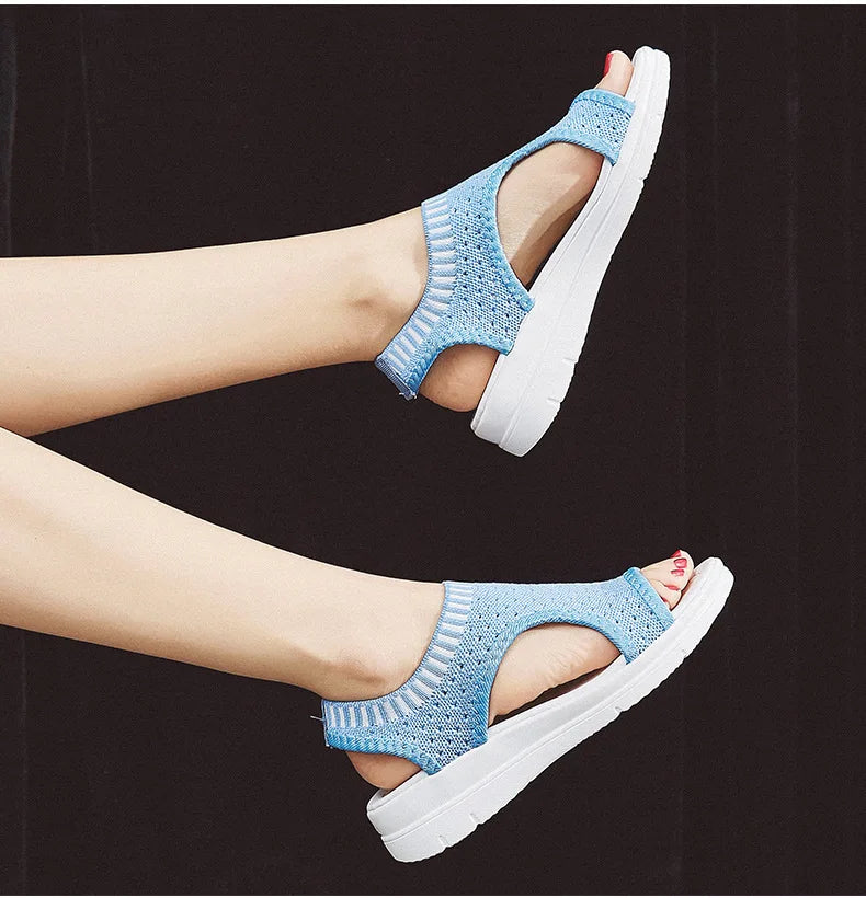 Sandals women summer  new open toed flat Roman women sandals flying woven hollow platform sports sandals flat sandals2021