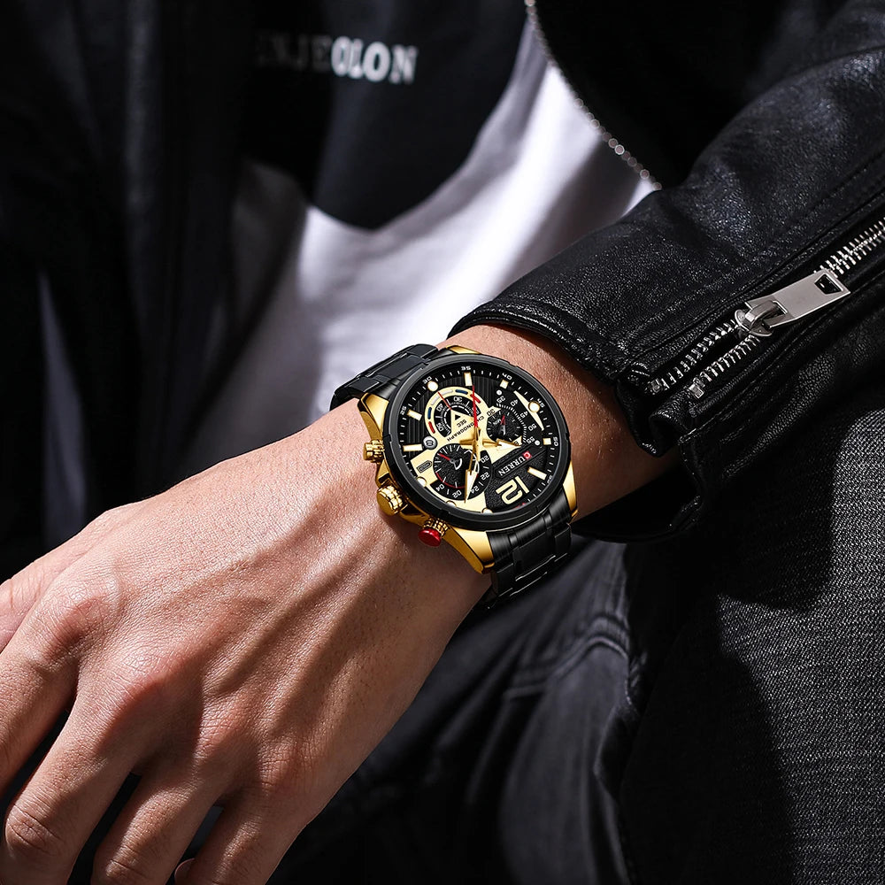 CURREN Luxury Brand Sport Wristwatches for Man Luminous Quartz Watches Casual Chronograph Stainless Steel Male Clock