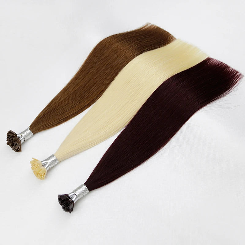 Remy Hair 1g/s 12-28 inch Real Remy Flat Tip Human Hair Extension Silky Straight Dark Brown Pre Bonded Keratin Fusion Hair