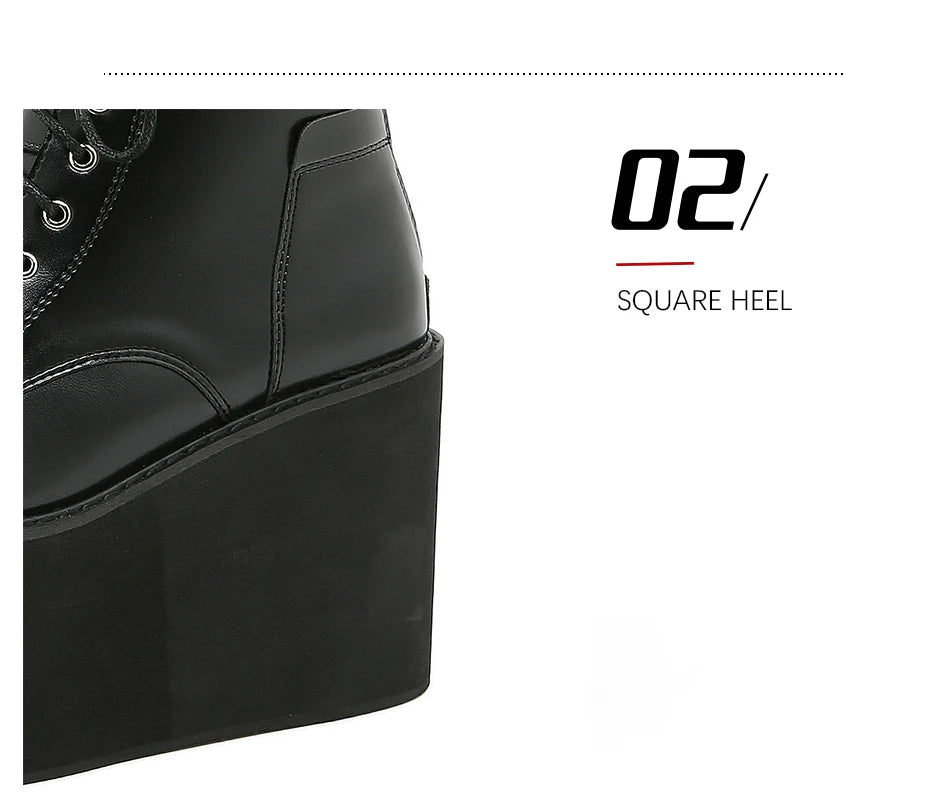 Gdgydh Big Size 43 Platform High Heels Cosplay Fashionable Autumn Ankle Boots Platform Women Wedges Heel  Model Catwalk Shoes