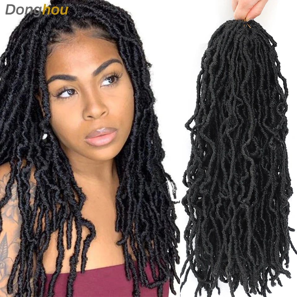 Long Goddess Faux Locks Crochet Braids Brown Blue 1B 30 350 Soft Locs Braiding Hair Synthetic Faux Locs Crochet Hair Extensions