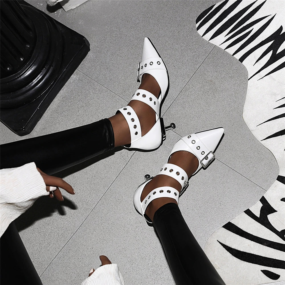 2025 Spring New Women Gladiator Pump Thin High Heels Pointed Toe Ankle Strap Buckle Party Ladies Sandals Shoes Zapatos Mujer