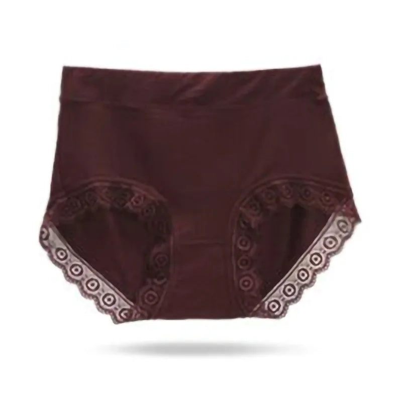 Women's Cotton Underwear Sexy Lace Panties Plus Size Fashion Solid Color  Briefs High Waist Seamless Underpants Female Lingerie