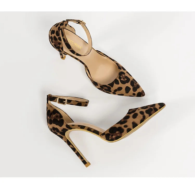 Autumn Sexy Leopard Print Women's Shoes High Heels 6-10CM Elegant Office High Heels Women's Sandals Pointed Luxury Single Shoes