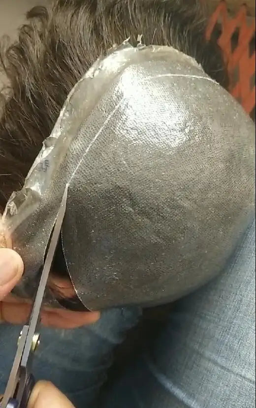0.02mm Super Ultra Thin Skin 80% Density Natural Hairline Men Toupee Blonde Brown Grey Human Hair Undetected Capillary Prosthesi