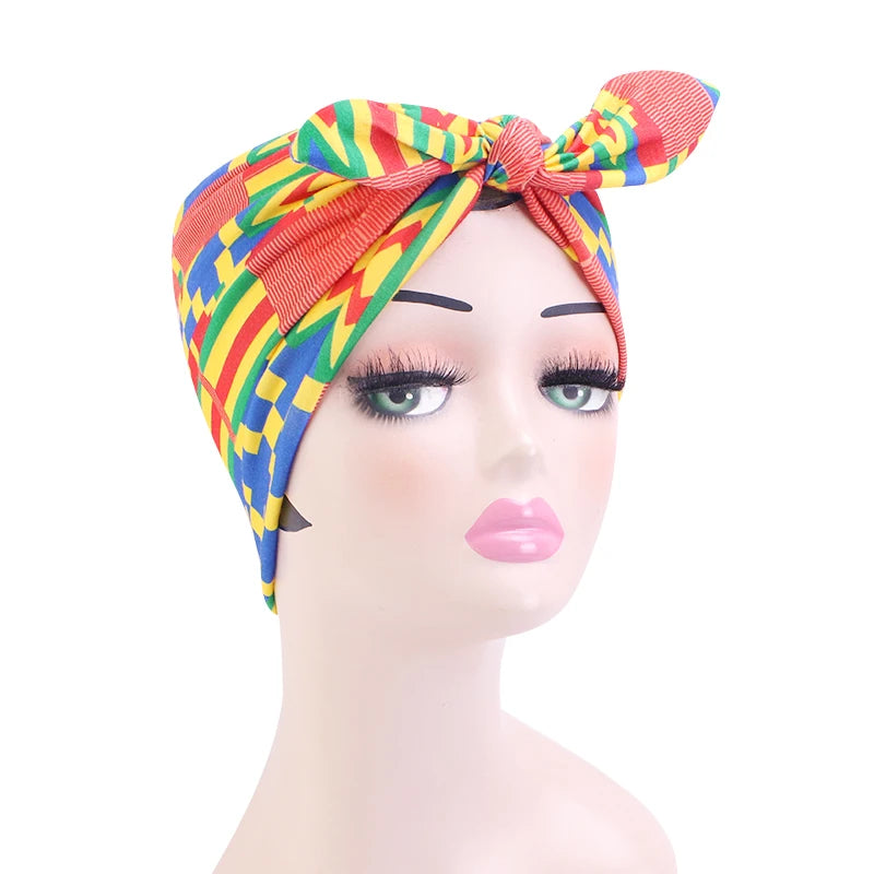 African Print Stretch Bandana Head Wrap Long Scarf Satin Floral Ankara Dashiki Women Party Turban Headwear Cap Hair Accessories
