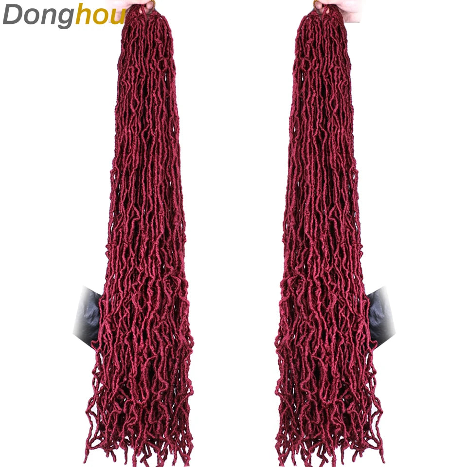 Long Goddess Faux Locks Crochet Braids Brown Blue 1B 30 350 Soft Locs Braiding Hair Synthetic Faux Locs Crochet Hair Extensions