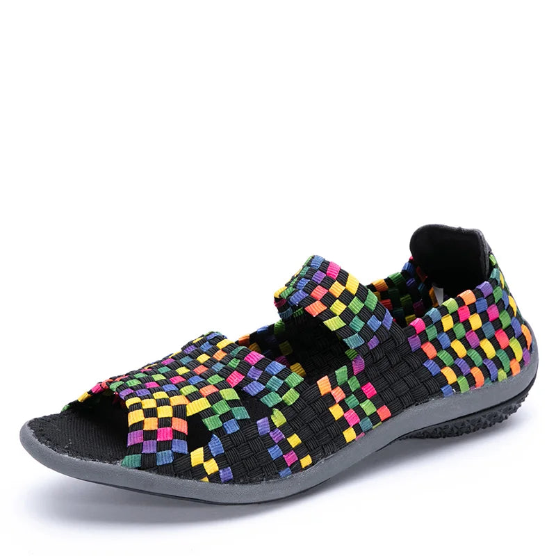 Women Flats Woven Shoes Breathable Summer Sneakers Female Casual Shoes For Walking Comfort Women Tenis Non-slip Zapatos Mujer