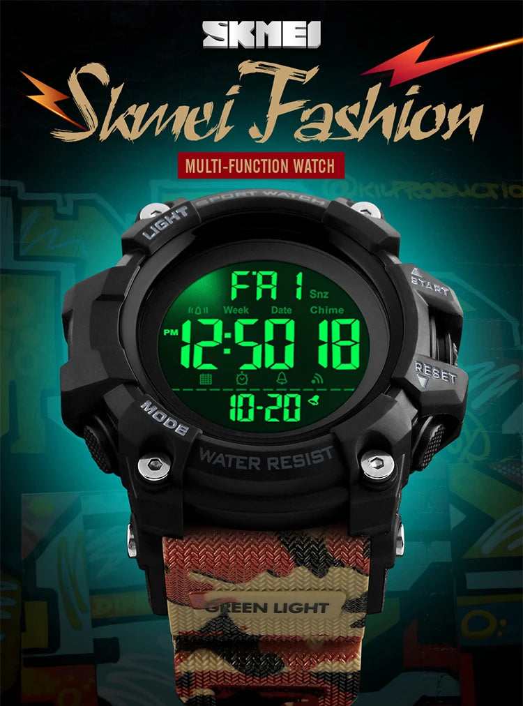 SKMEI Top Brand Outdoor Sport Smart Watch Men Multifunction Fitness Watches 5Bar Waterproof Digital Watch reloj hombre 1227/1384
