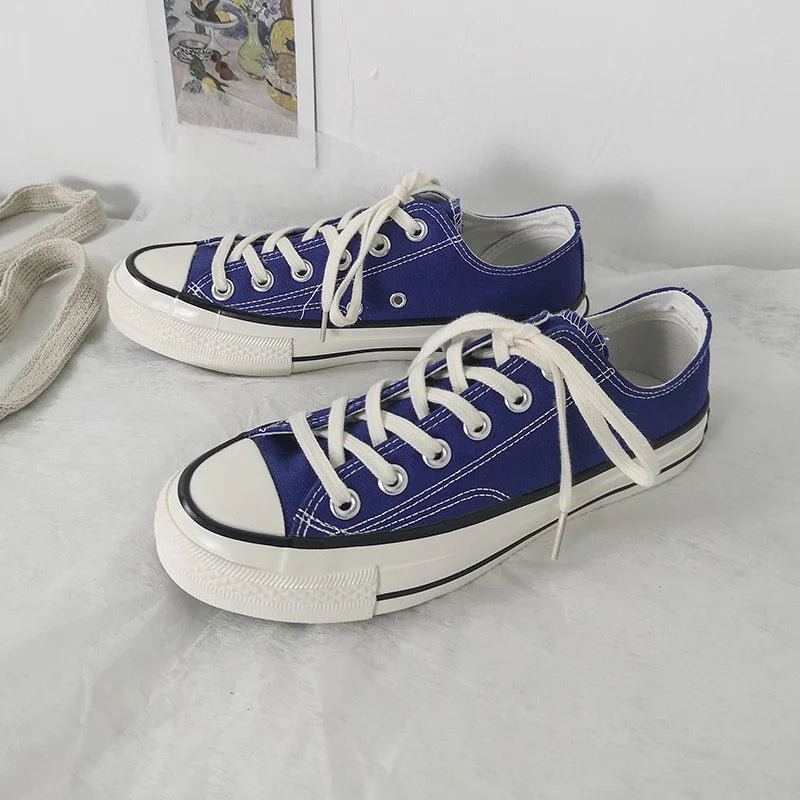 Classic Solid Black Unisex Canvas Shoes  New Spring High-top Outdoor Casual Sneakers Comfortable Breathable Footwear 35-44