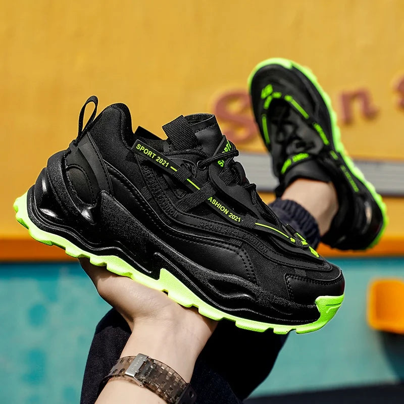 Fashion Men & Women Casual Platform White Breathable Mesh Anti-Slip Sneakers Running Shoes Autumn Winter Trend