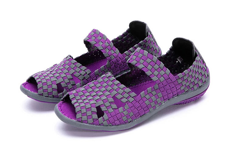 Women Flats Woven Shoes Breathable Summer Sneakers Female Casual Shoes For Walking Comfort Women Tenis Non-slip Zapatos Mujer