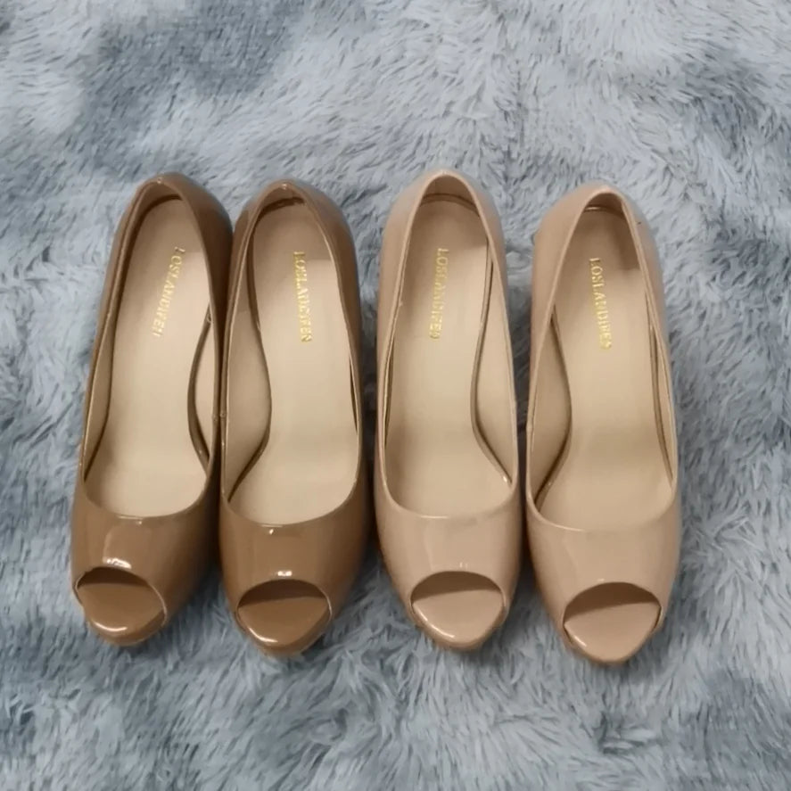 Women Pumps Fashion Sexy Open Toe 12cm Thin Heels Platform Super Patent Leather High Heels  Gladiator Party Dress Wedding Shoes