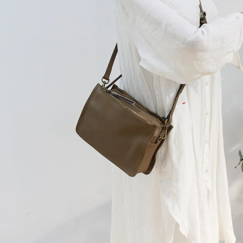 Brand Designer Handbags Small Women Bag Genuine Leather Flap Shoulder Bag Casual Three-layer zipper Ladies Crossbody Bags Female