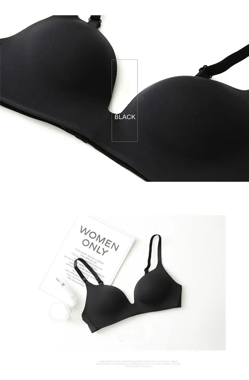 Thin Triangular Cup Bra Adjustable Shoulder Strap Gather Brassiere Wireless Anti-glare Bralette Seamless Sleeping Women Lingerie