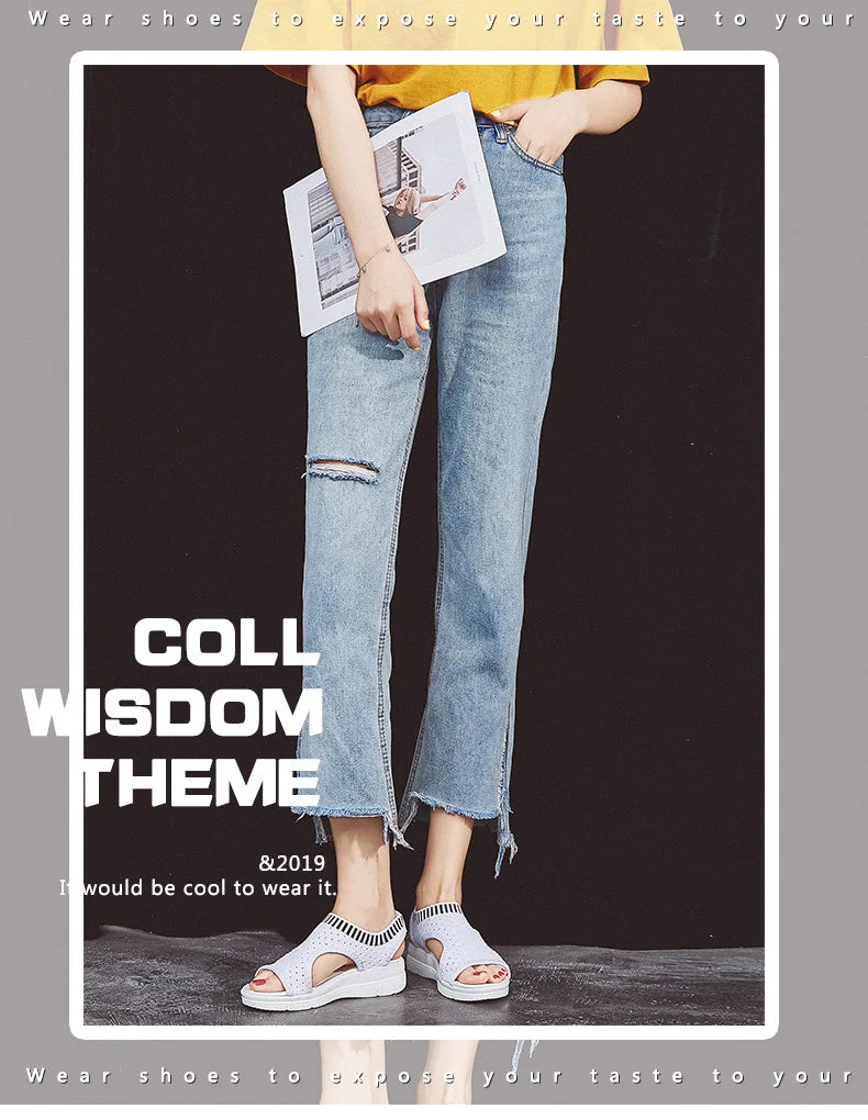 Sandals women summer  new open toed flat Roman women sandals flying woven hollow platform sports sandals flat sandals2021