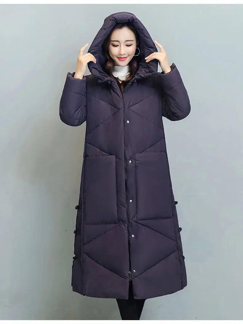 Winter Long Coat Women's 2025 Fashion New Thicken Cotton padded Warm Snow Outerwear Loose Female Windproof Hooded Jacket Parkas