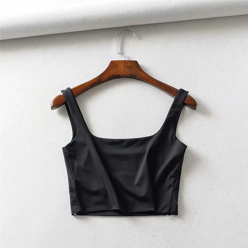 Hot Sale 2025 Summer Women Sexy Sleeveless Tops Fashion Short Square Collar Tank Tops 4 Colors