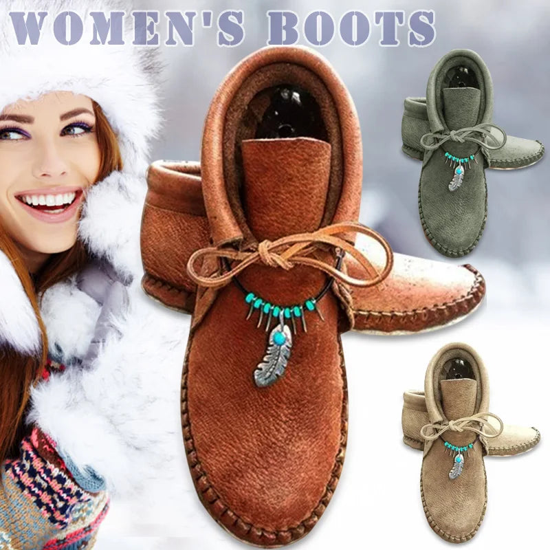 Botas Mujer All Season Pu Leather Flat Heel Daily Boots Breathable Anti-Slip For Women Lady Botines Para Mujeres Muy Cómodos