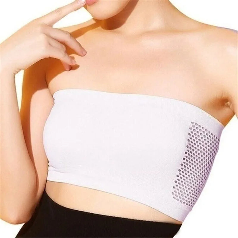 Fashion Women Chest Wraps Tube Tops Plus Size Seamless Strapless Soft Anti Expose High Elastic Mesh Wrapped Invisible Strapless