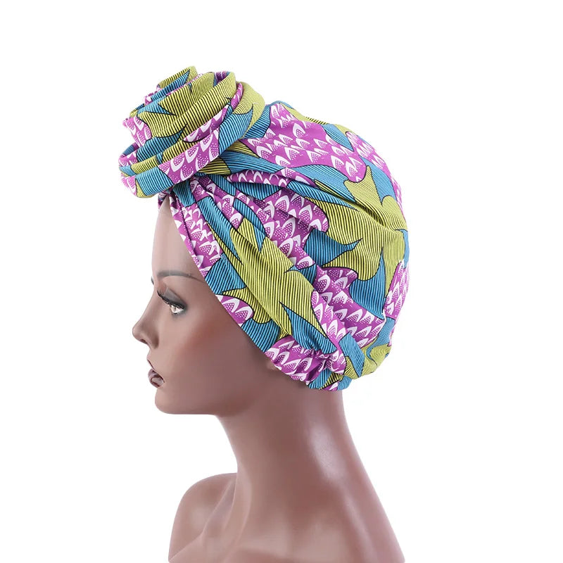 African Print Stretch Bandana Head Wrap Long Scarf Satin Floral Ankara Dashiki Women Party Turban Headwear Cap Hair Accessories