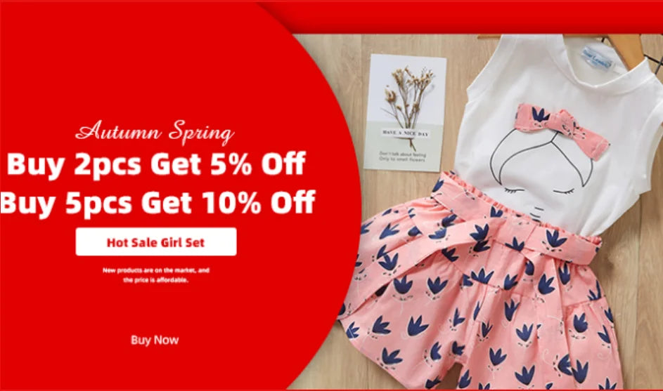 Girls Clothing Sets Brand New Summer New Kids Flower Print Vest Top with Casual Short Pant 2PCS Girl Suit Clothing 3-7 Y