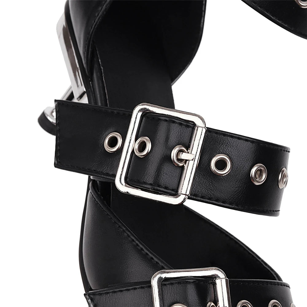 2025 Spring New Women Gladiator Pump Thin High Heels Pointed Toe Ankle Strap Buckle Party Ladies Sandals Shoes Zapatos Mujer