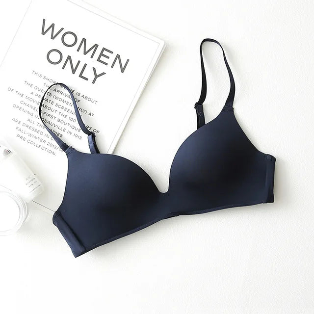 Thin Triangular Cup Bra Adjustable Shoulder Strap Gather Brassiere Wireless Anti-glare Bralette Seamless Sleeping Women Lingerie