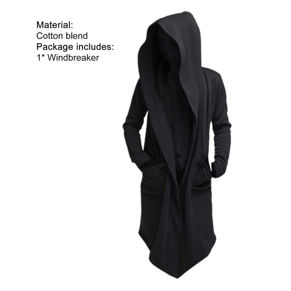 Men Coat Gothic Hooded Sweatshirts Black Gown Hip Hop Mantle Hoodies Fashion Open Jacket Long Sleeves Cloak Halloween Coats