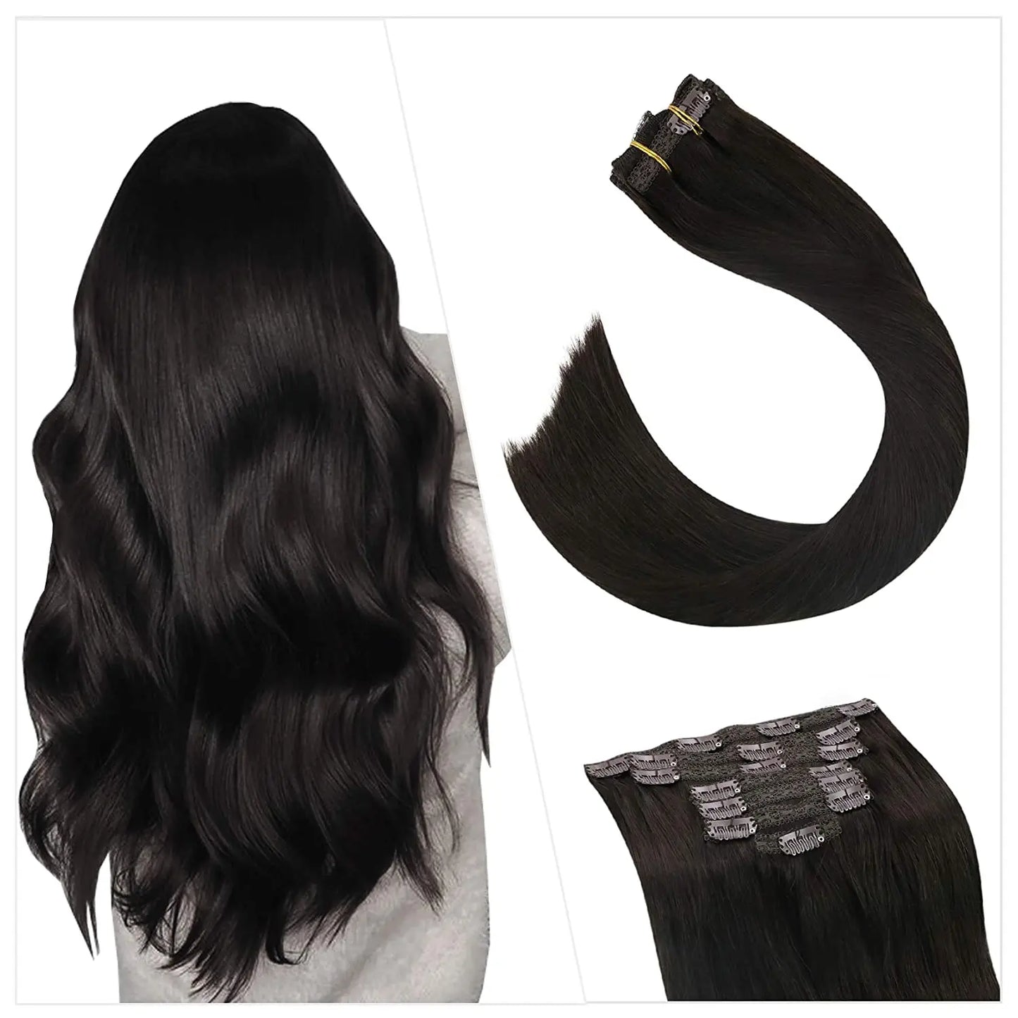 Ugeat Clip In Human Hair Extensions Blonde Color Seamless Invisible Full Head Balayage Soft Remy Hair Extensions For Salon