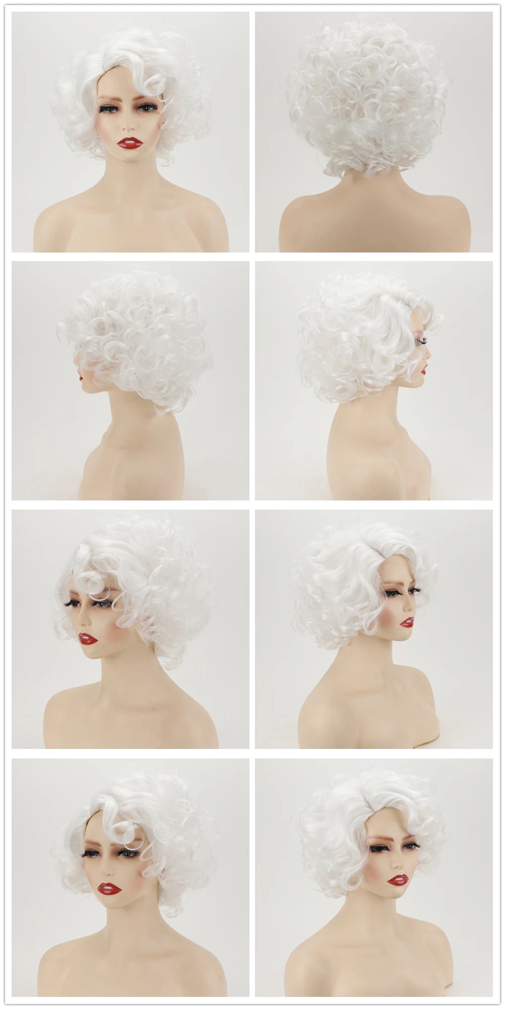 GNIMEGIL Synthetic Cosplay Wig Short Curly Hair Platinum Blonde Wigs for White Women Fluffy Curls Flip 60s Gatsby Hairstyle Wigs