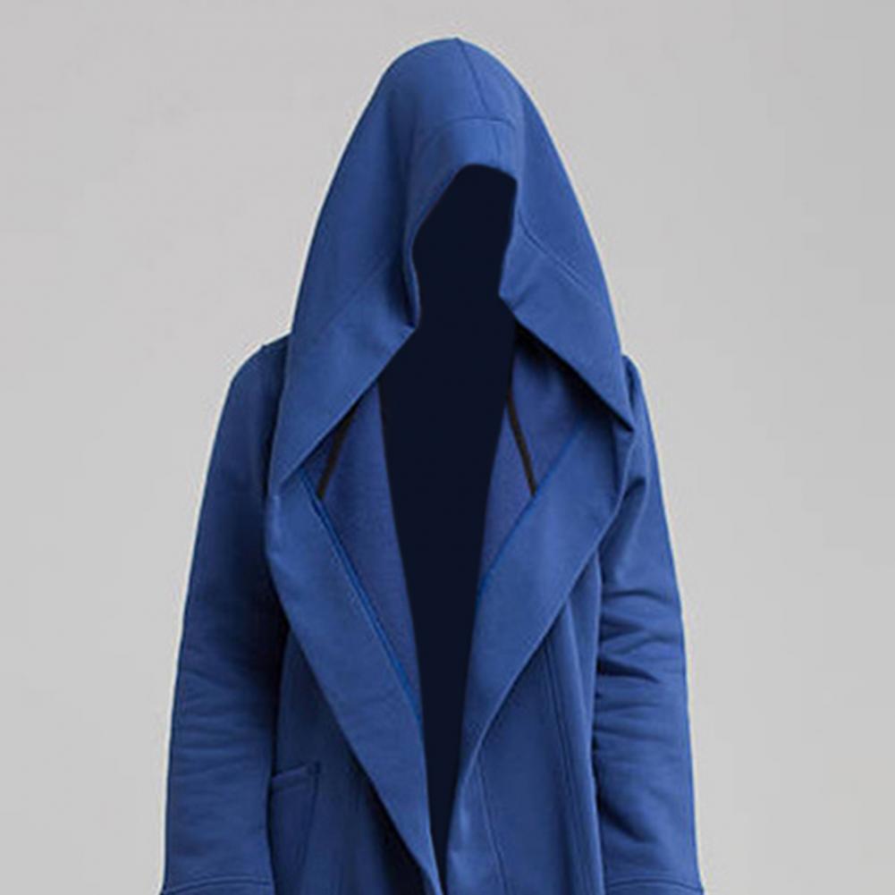 Men Coat Gothic Hooded Sweatshirts Black Gown Hip Hop Mantle Hoodies Fashion Open Jacket Long Sleeves Cloak Halloween Coats