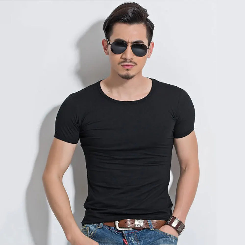 Men's T Shirt Short Sleeve Men T-Shirt O-Neck Slim Solid Color Half Sleeved Man Tops Tee Shirt 2026 MRMT Men T Shirt Clothing