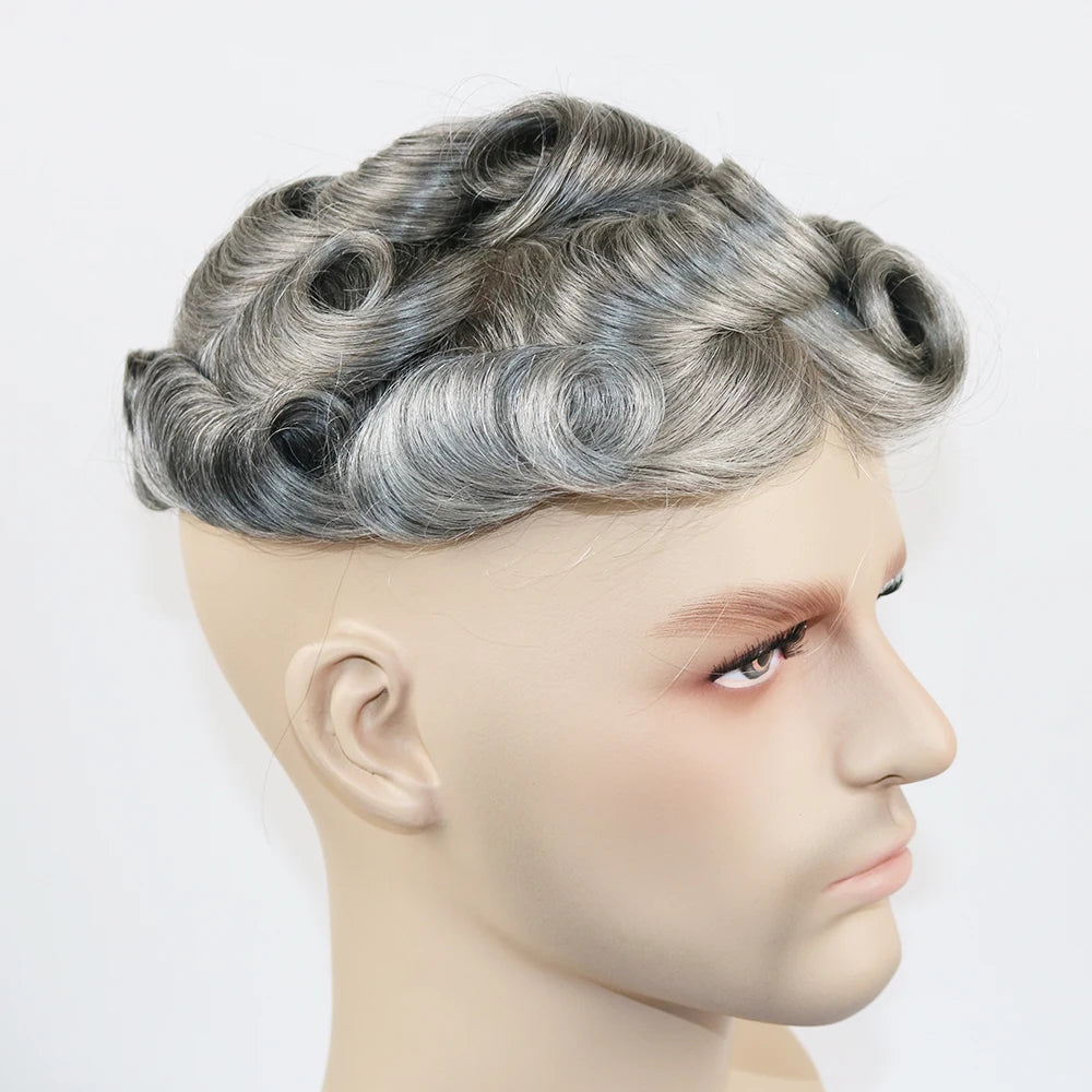 0.02mm Super Ultra Thin Skin 80% Density Natural Hairline Men Toupee Blonde Brown Grey Human Hair Undetected Capillary Prosthesi