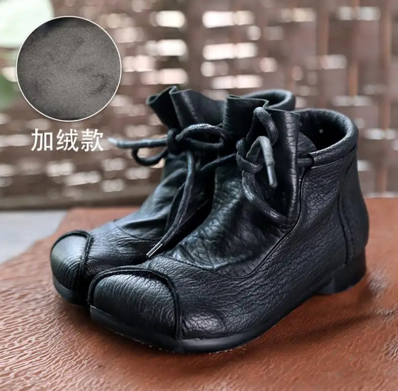 Careaymade-Genuine leather women's boots Fashion retro warm Oversized shoes cow leather Pure handmade ankle boots Casual boots
