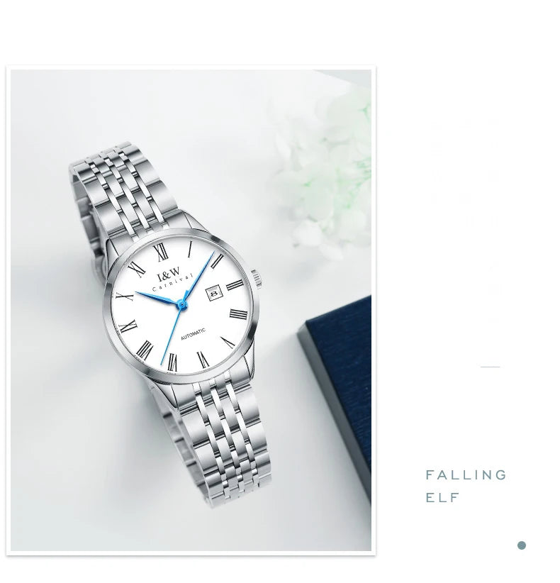CARNIVAL Brand High-end IW Series Luxury MIYOTA Mechanical Watch for Women Stainless Steel Sapphire Mirror Automatic Watches